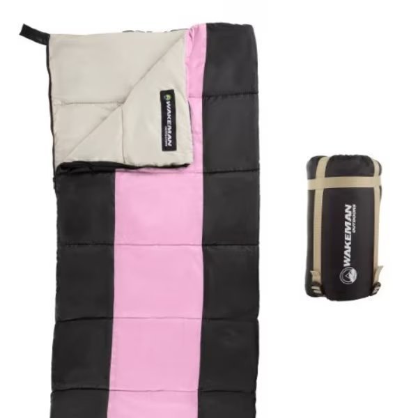 Sleeping Bag, Lightweight, Carrying Bag with Compression Straps for Camping, Pink/Black, Kids, Leisure Sports, Mfr#: 327814SOK